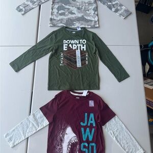 Old Navy Kids Long Sleeve/3-Tee Shirt Lot Green, Burgundy, Gray (S 6-7) NWT